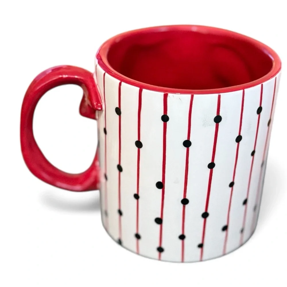 Here Kitty Ceramic Cat Mug - Red and Black